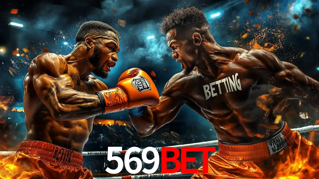Dois boxeadores em uma luta intensa e explosiva, representando a adrenalina e as oportunidades de apostas em esportes de combate disponíveis na plataforma 569BET.