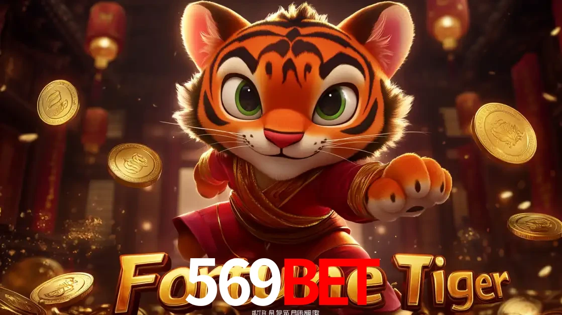 O carismático mascote do jogo de slot Fortune Tiger, um tigre fofo em pose de artes marciais, pronto para trazer sorte e multiplicadores de ganhos no cassino online 569BET.