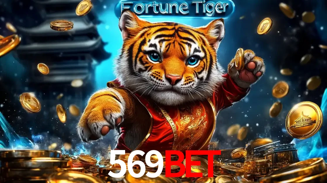 Imagem promocional do jogo de slot Fortune Tiger, com um tigre majestoso em traje tradicional cercado por uma fortuna em moedas de ouro, disponível agora no cassino 569BET.