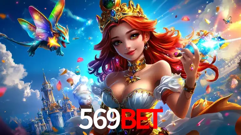 A princesa de um reino de fantasia mágico, com seu pequeno dragão, apresentando um mundo de prêmios encantados nos jogos de caça-níqueis do cassino 569BET.